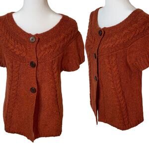 Jillian and Nicole Lambswool Sweater Pumpkin Orange Short Sleeve Petite Medium